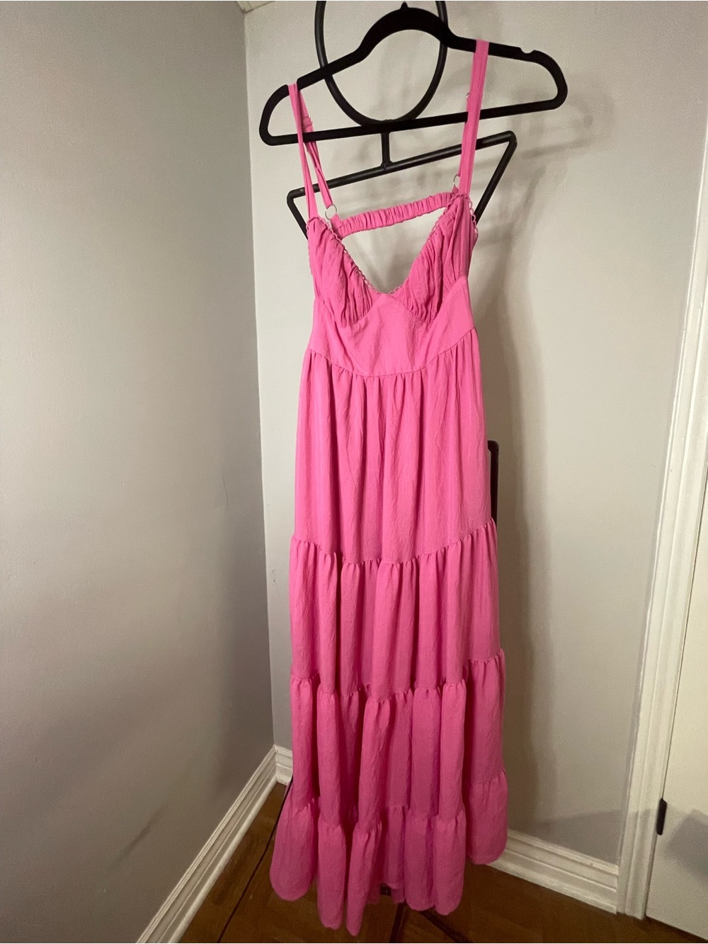 Princess Polly Hot Pink Tiered Maxi Dress with Spaghetti Straps